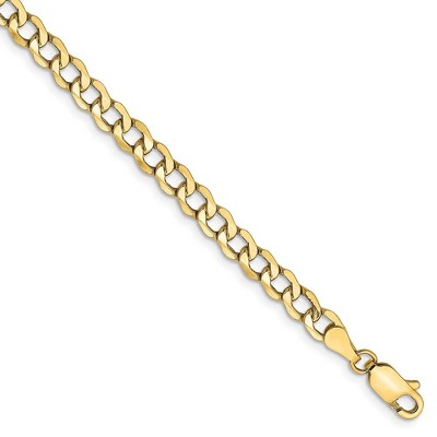 Black Bow Jewelry 4.3mm, 14k Yellow Gold, Hollow Curb Link Chain Bracelet