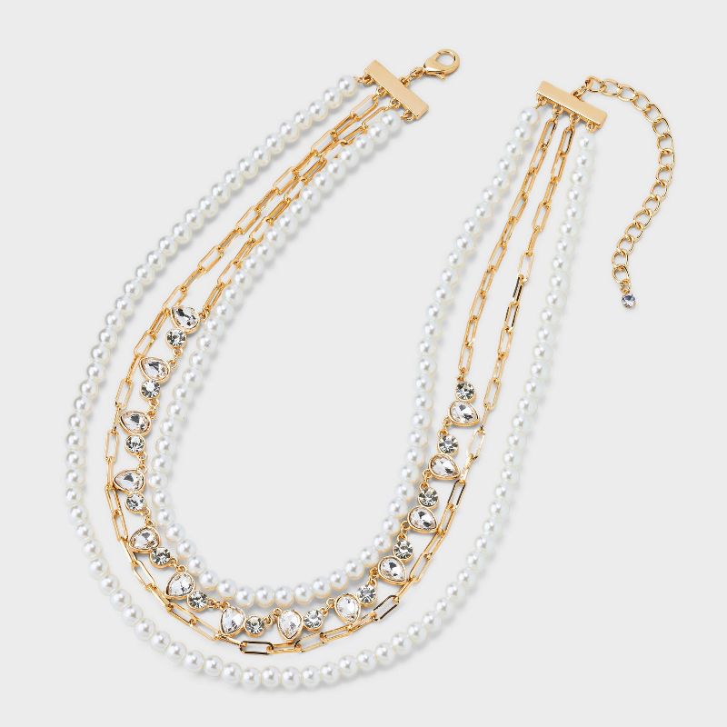 Pearl Stone Multi-Strand Necklace - A New Day&#8482; Gold, 4 of 6