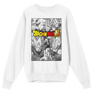 Dragon Ball Super Group Action Short Crew Neck Long Sleeve White Adult Sweatshirt - 1 of 2