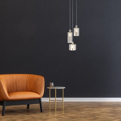 Contemporary Minimalist Chrome and Glass Island Pendant