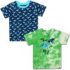 10 Threads Boy's 2-Pack Short Sleeve Shark and Dinosaur Patterned Tee Shirt Set for Kids - 2 of 4