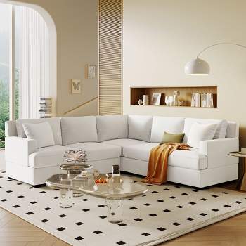 Sectional Modular Sofa with 2 Tossing Cushions and Solid Frame for Living Room - ModernLuxe