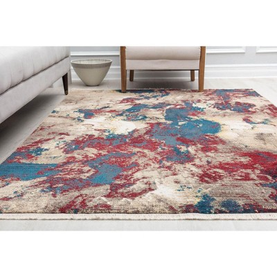 Liquid Gold Abstract Multicolor Rectangular Area Rug, 5' x 7'