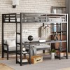 JUJABU Queen over Twin XL Metal Bunk Bed with Desk, Shelves and USB, Multiple Uses Folds into Sofa, Black - 3 of 4