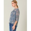 INSPIRE CHIC Women's Round Neck Ruffle 3/4 Sleeve Floral Print Chiffon Blouse - 4 of 4