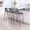 Faux Leather Barstool 40.9" H, Dark Gray and Walnut Finish with Steel Frame, Set of 2 by Zuo Modern - 3 of 4