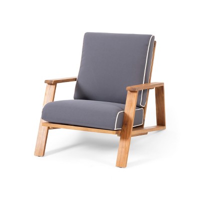 Christopher Knight Home Paloma Outdoor Acacia Wood Adirondack Design Club Chair with Cushion