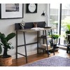 Vynxaria Rustic Modern Writing Desk - Rustic Oak & Black Legs, 2-Tier Shelf (10"Lx15"W/10"Lx13"W), Phone/Tablet Holder, Durable Metal Base - 3 of 4