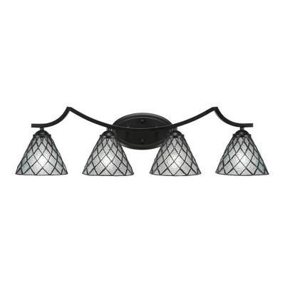 Toltec Lighting Zilo 4 - Light Vanity in  Matte Black with 7" Diamond Ice Art Glass Shade