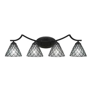 Toltec Lighting Zilo 4 - Light Vanity in  Matte Black with 7" Diamond Ice Art Glass Shade - 1 of 1