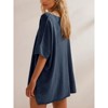Imily Bela Womens Oversized Casual Summer Crew Neck Loose Dropped Short Sleeve Side Slit Hem Tunic Blouse Light - 4 of 4