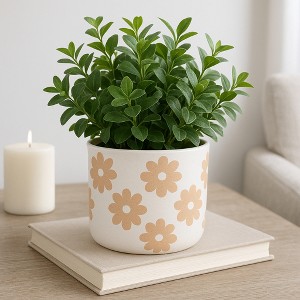 Planter and Flower Pot for Home Decor - Modern Planters with Sweet Floral Print for Living Room, Garden, or Patio Decor - 1 of 4