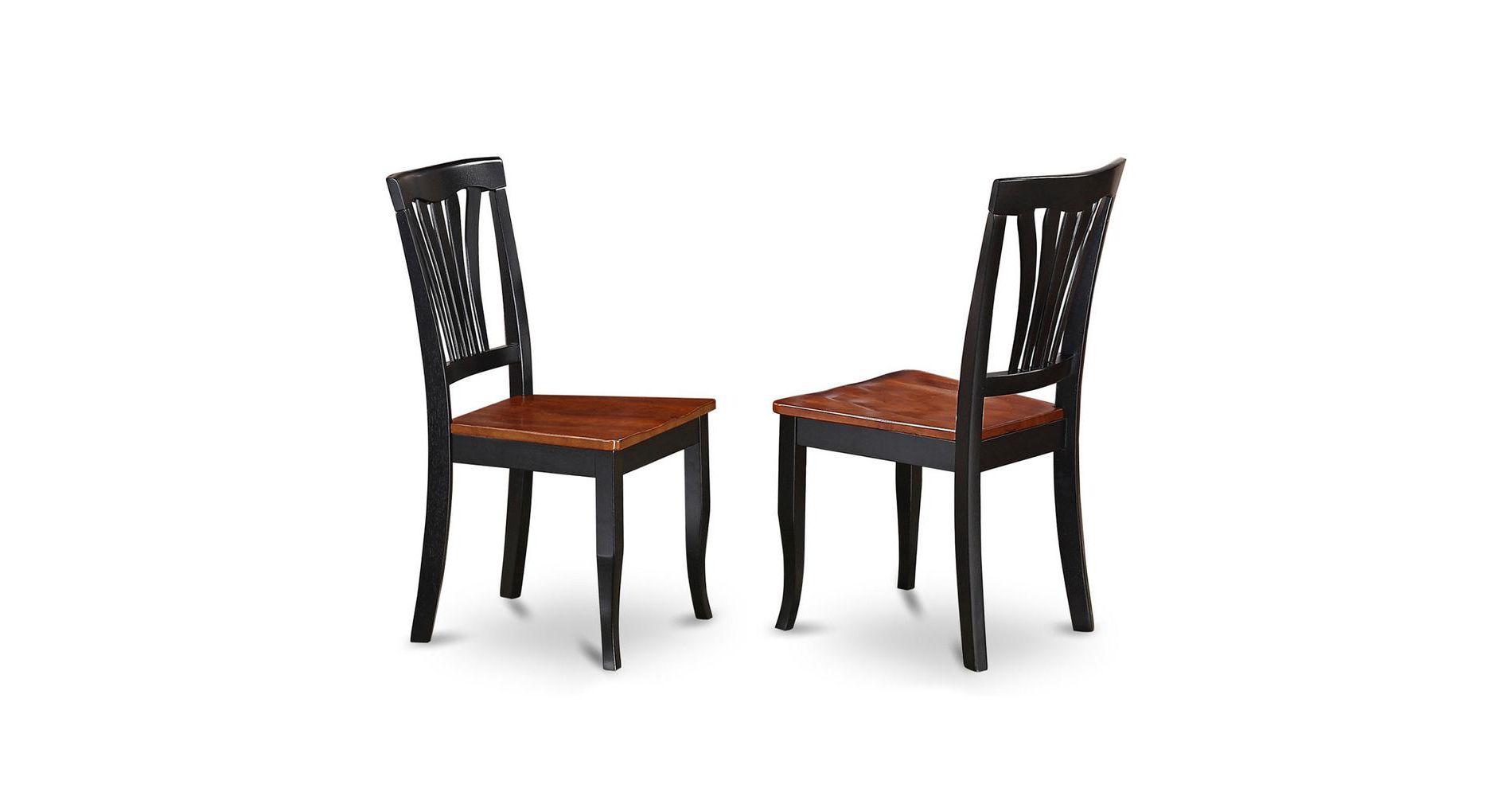 East West Furniture, Avon  Chair  for  dining  room  Wood  Seat-Black  and  Cherry  Finish,  Set  of  2