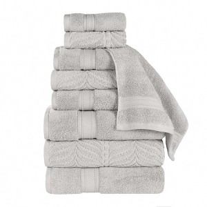 Chevron Zero Twist Cotton Solid and Jacquard Hand Towel Set of 6 by Blue Nile Mills - 1 of 4