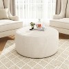 Lyngins Velvet Round Benches,Modern Upholstered Ottoman Bench for Living Room,Bedroom - 2 of 4