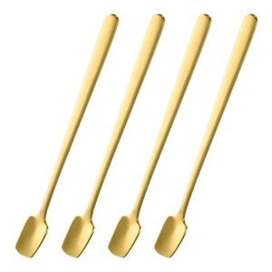 Unique Bargains Square Head Stainless Steel Long Handle Coffee Spoon 4 Pcs - 1 of 4
