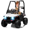 12V Kids Dump Truck Ride On w/Sun Shade, Electric Car w/Remote, LED Lights, Shock Absorption, 3 Speeds, MP3/USB - 2 of 4