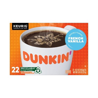 Dunkin' French Vanilla Flavored Medium Roast Coffee - Keurig K-Cup Pods - 22ct