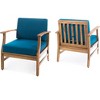 SKRAN Outdoor Accent Club Chair Set of 2, Acacia Wood Patio Chairs with Cushions & Back for Backyard Balcony, Water Resistant - 2 of 4