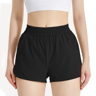 Anna-Kaci Active Women's High-Waist Elastic Athletic Shorts with Side Mesh Panels