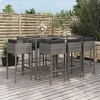 vidaXL Patio Bar Set Outdoor Wicker Table and Stool with Cushions Poly Rattan - Gray 9 Piece - 2 of 4