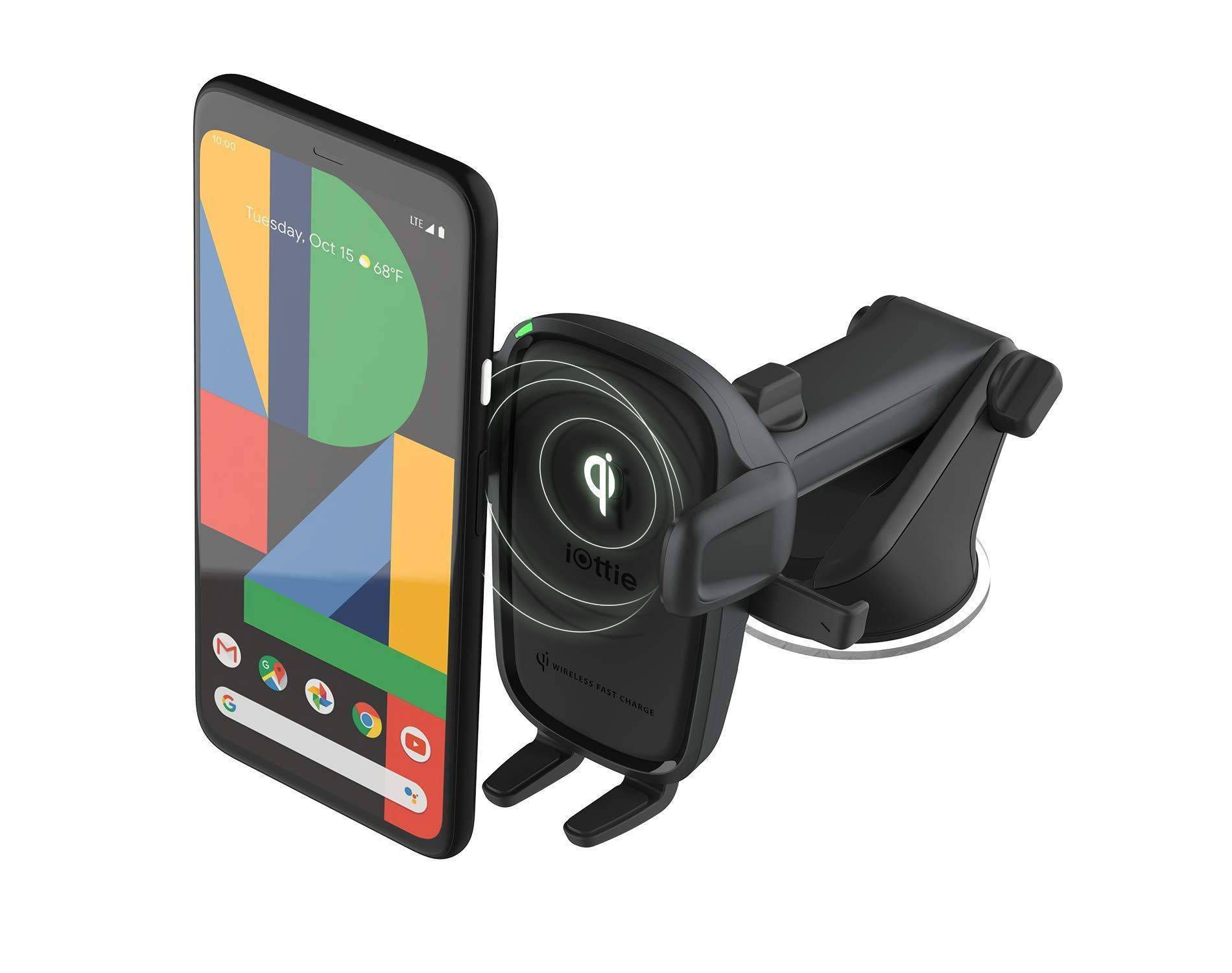 iOttie Easy One Touch Wireless 2 Car & Desk Mount with 10W Qi Wireless Charging Mount - Black: Micro USB Cable, Car Adapter