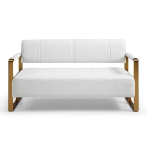 Leather Loveseat 2-Seater Sofa Upholstered Couch with Metal Arms - ModernLuxe - 1 of 4