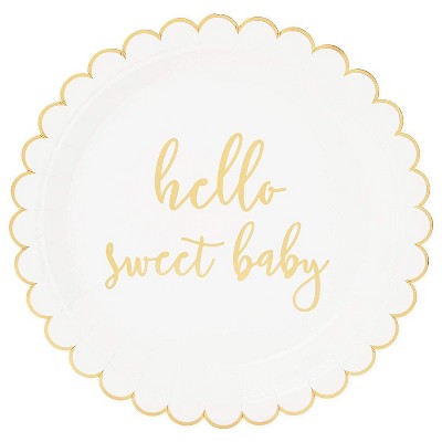 Sparkle and Bash 48-Pack Hello Sweet Baby Disposable Paper Plates 9" Baby Shower Party Supplies