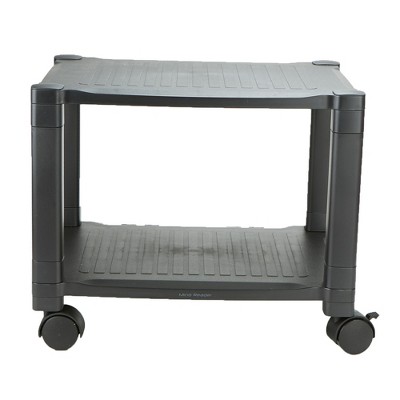 Black Adjustable Height Mobile Printer Cart with 3 Shelves