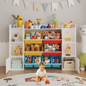Children's Bookshelf with 8 Removable Storage Boxes, Kids Bookshelf and Toy Storage, 2 Storage Cabinets, Suitable for Study Room, Bedroom, Kids Room - 1 of 4