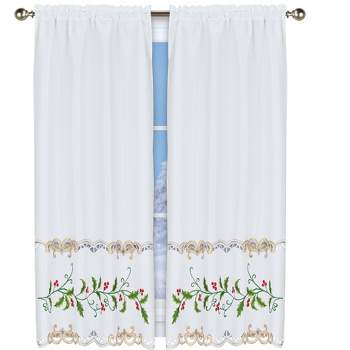 Collections Etc Embroider Holly Berry Drapes