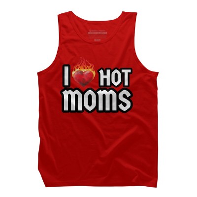 Men's Design By Humans I Love Hot Moms Heart By Metavera Tank Top
