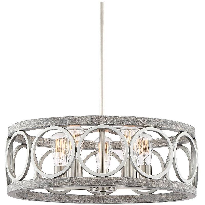 Franklin Iron Works Salima Brushed Nickel Gray Pendant Chandelier 21 1/4" Wide Farmhouse Rustic LED 5-Light Fixture for Dining Room Kitchen Island, 1 of 9