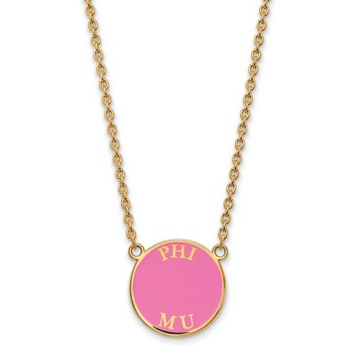 Black Bow Jewelry 14k Yellow Gold Plated Sterling Silver Phi Mu Greek Life Necklace 18 Inch