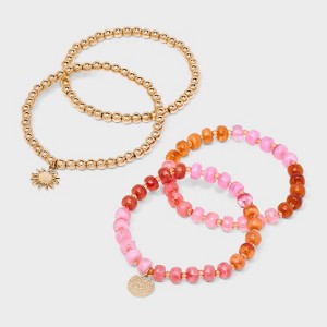 Beaded Charm Stretch Bracelet Set 4pc - Universal Thread™ - 1 of 4