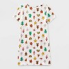 Girls' Adaptive 2pk Holiday Short Sleeve Dress - Cat & Jack™ Dark Green/Cream - 2 of 4