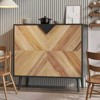 Modern Free Standing Accent Cabinet – Buffet Cabinet with Doors, Wood Finish Sideboard with Storage for Dining Room, Entryway, or Living Room - 3 of 4