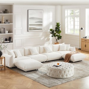 MINIMORE Modern Style 160"W Modular Chris 5Seater Sofa with 2Ottomans - 1 of 4