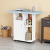 ORRD Solid Wood Folding Ironing Board with Storage Cabinet, Heat Resistant Sponge and Wheels for Small Spaces, Laundry Room - Antique White - 2 of 4