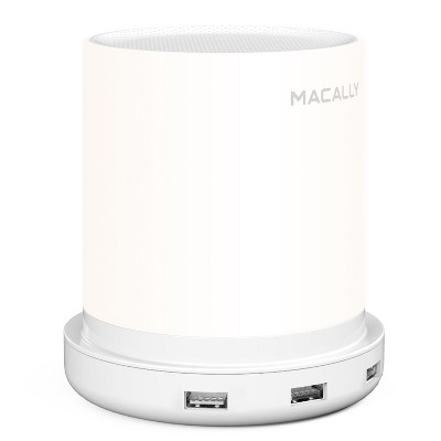 White Touch-Control 3-Way Dimmable LED Lamp with USB Ports