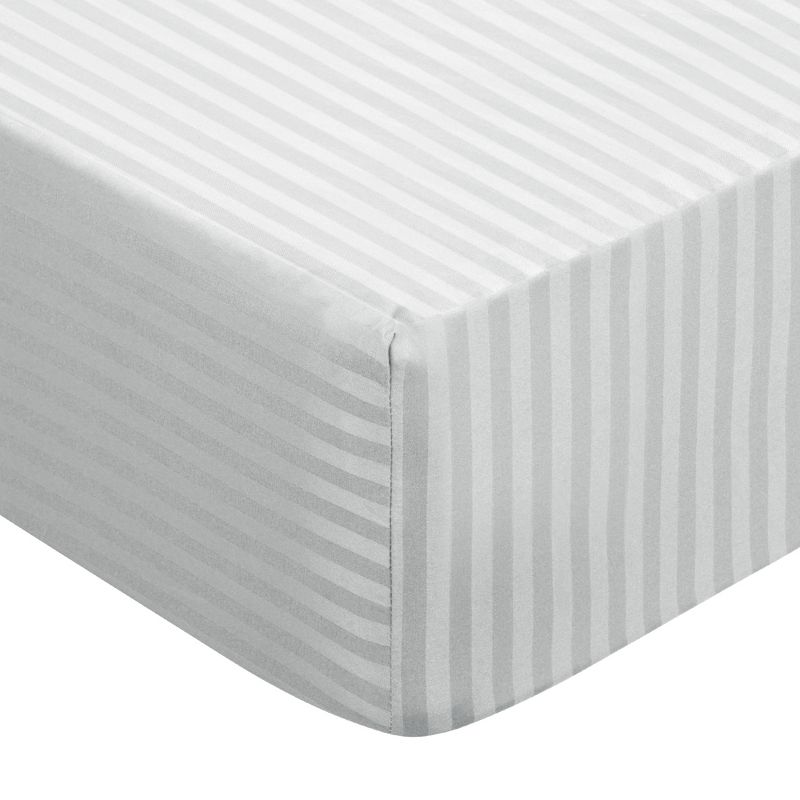 PiccoCasa 100GSM Microfiber Striped Bed Fitted Sheet 16 Inch Deep Pocket Bed Mattress Cover, 1 of 4
