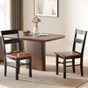 HOMCOM Dining Chairs, Set of 2 Rubber Wood Kitchen Chairs with Open Back, Farmhouse Dining Room Chairs - 2 of 4