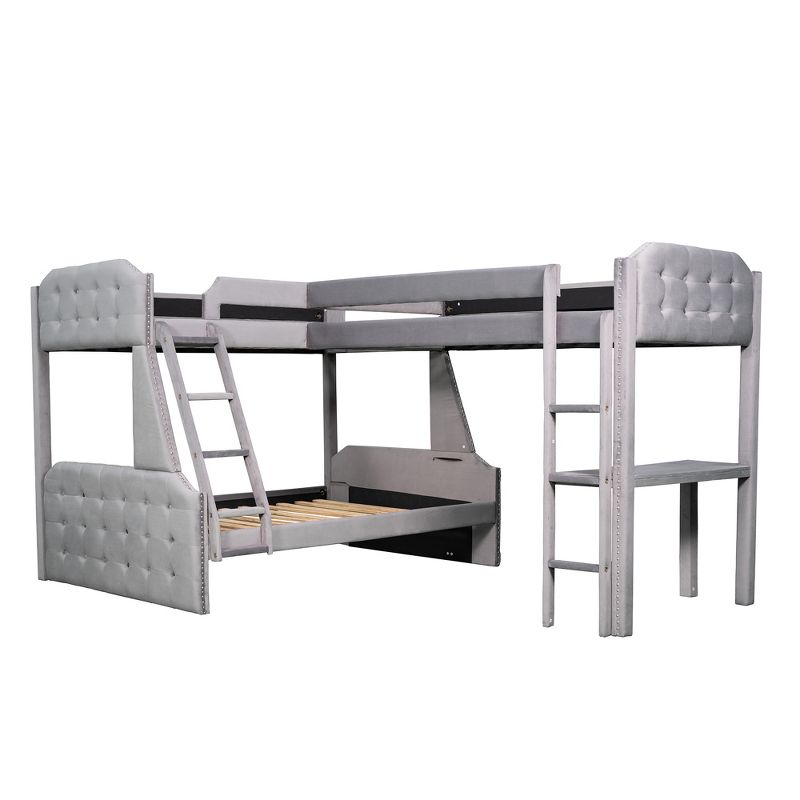 L-Shaped Twin over Full Bunk Bed and Twin Loft Bed with Desk-ModernLuxe, 4 of 8