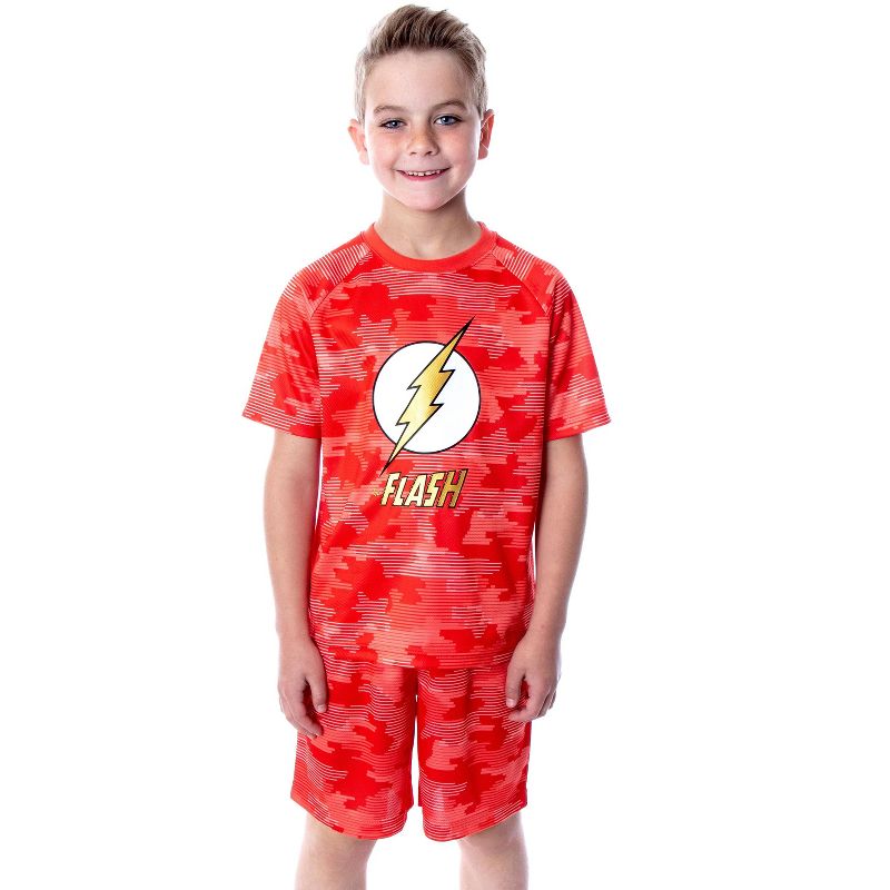DC Comics Boys' Justice League Digital Camo The Flash 2 PC Pajama Set Red, 1 of 6