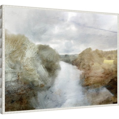 Sylvie Beaded White Framed Abstract Landscape Canvas Print
