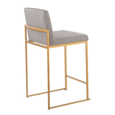 Adjustable Gold Steel and Grey Fabric Backless Stool