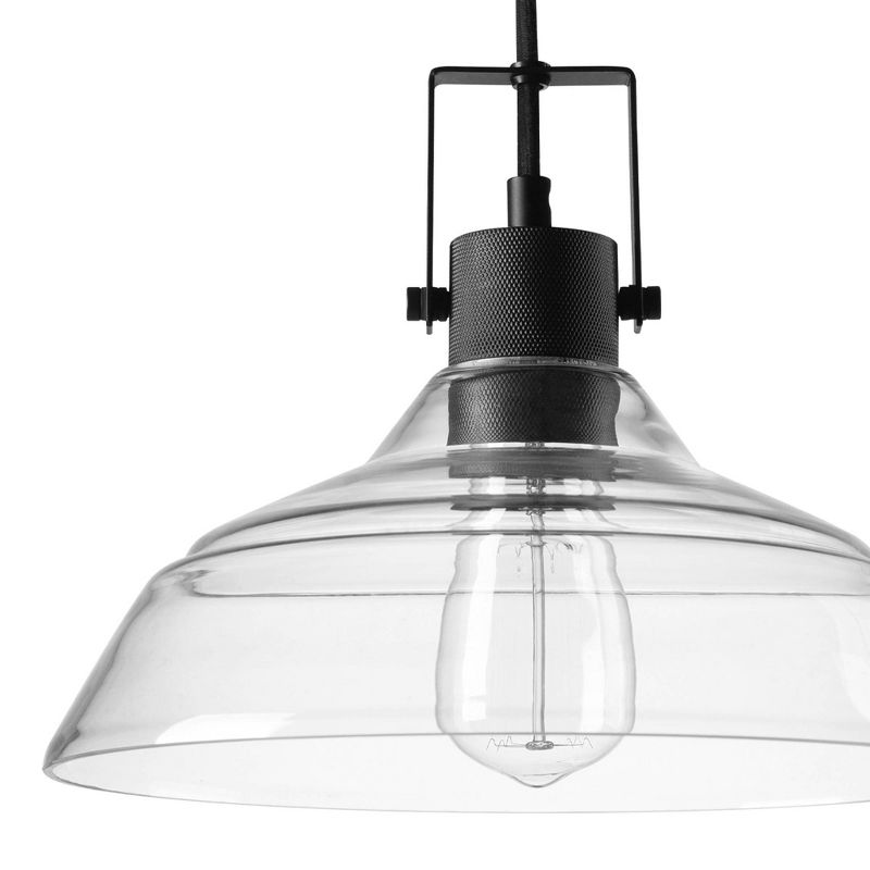 Sutton 1-Light Matte Black Plug-In or Hardwire Pendant Light with Clear Glass Shade - Globe Electric, 3 of 9