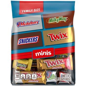 Snickers, Twix, Milky Way & 3 Musketeers Minis Chocolate Candy Bars, Family Size - 13.72oz Bulk Bag