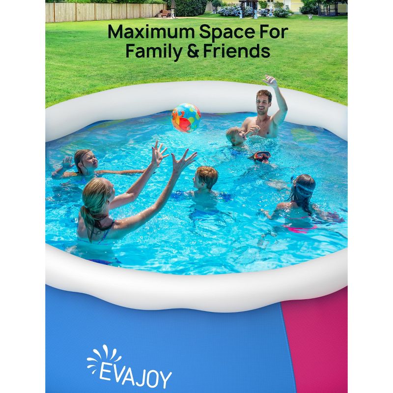 SKONYON 15ft x 35in Inflatable Pool Easy Set Above Ground Swimming Pool with Filter Pump, Ground Cloth & Cover Blue, 4 of 8