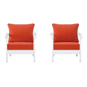 WestinTrends Avalon Outdoor Modern HDPE Patio Club Chairs with Deep Seat Cushions (Set of 2) - 1 of 4